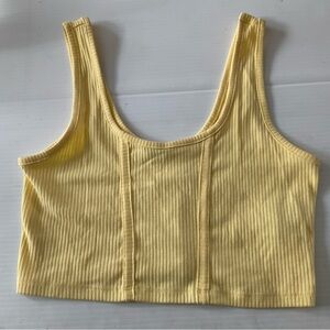 Double Zero Women's Soft Knit Yellow Workout Top Muscle Tank Top Crop Top SZ S